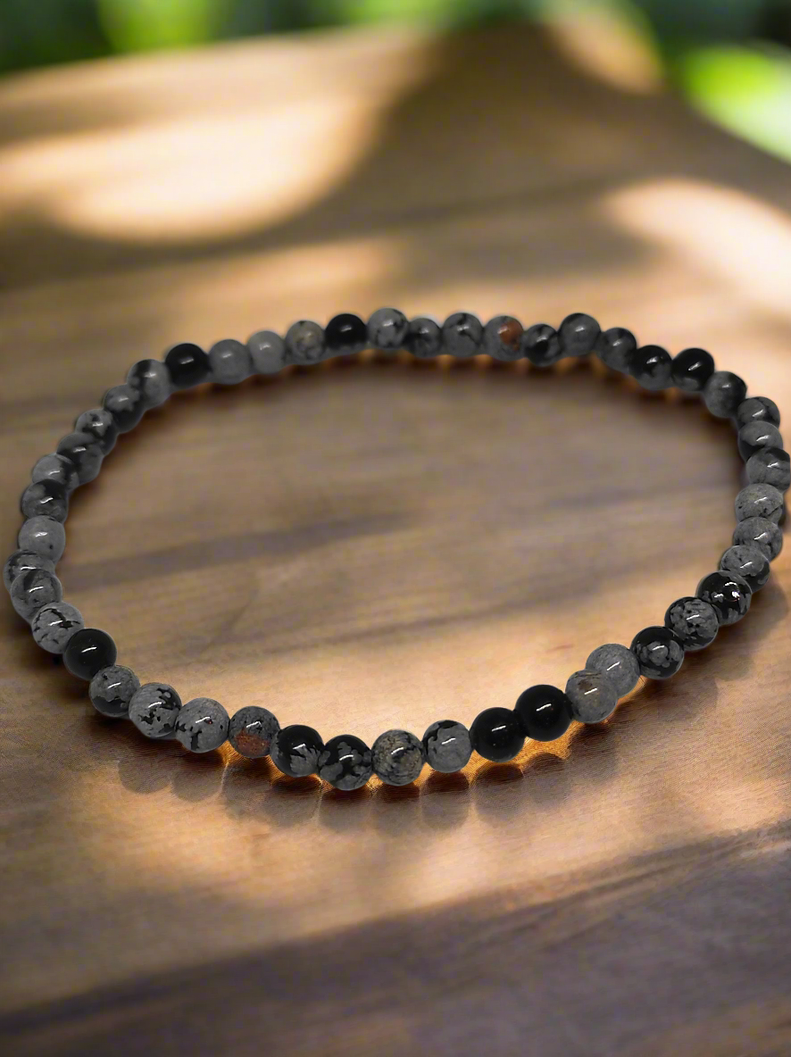 Bracelet "Stabilité" Obsidienne Flocon de neige