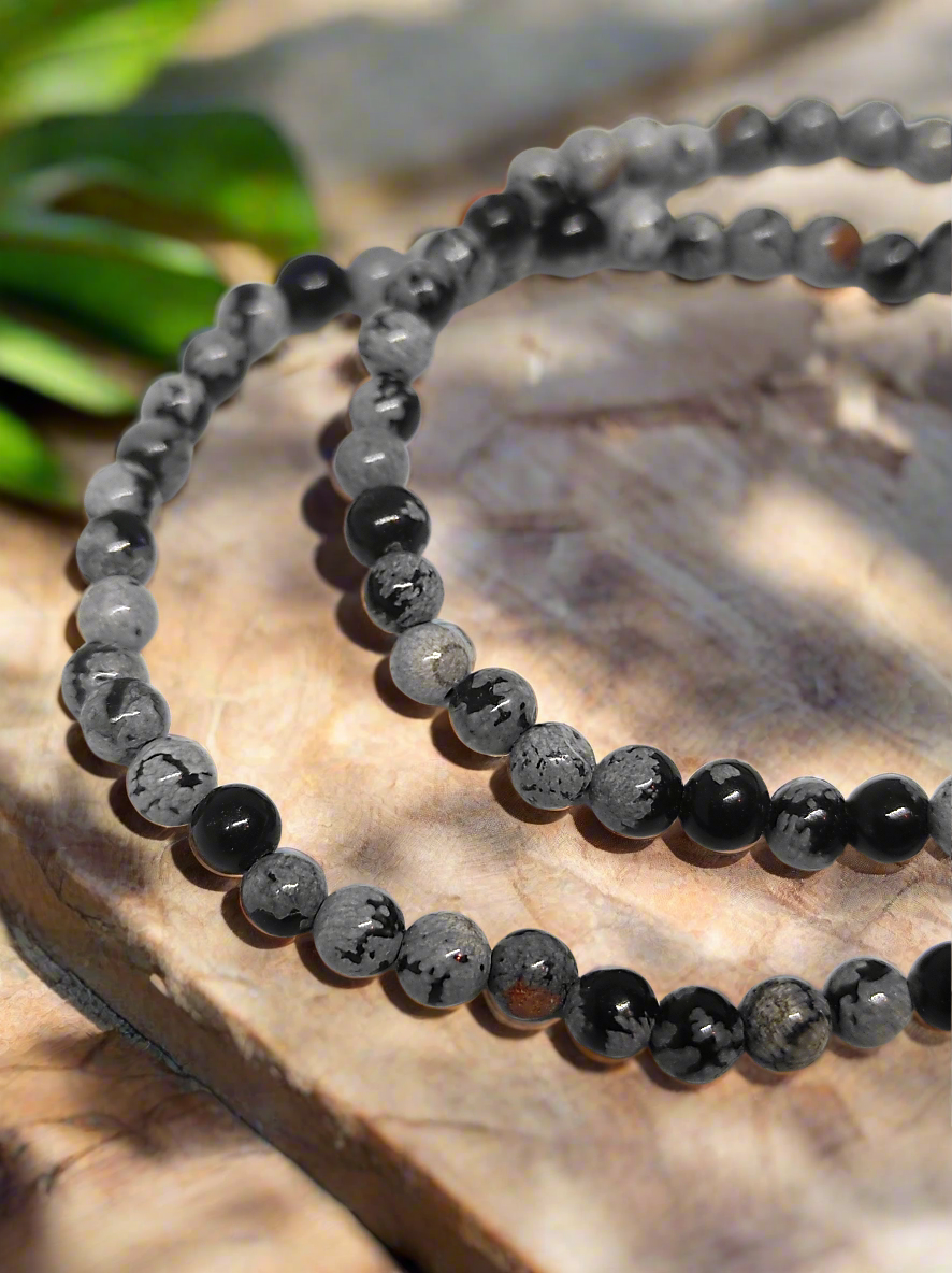 Bracelet "Stabilité" Obsidienne Flocon de neige