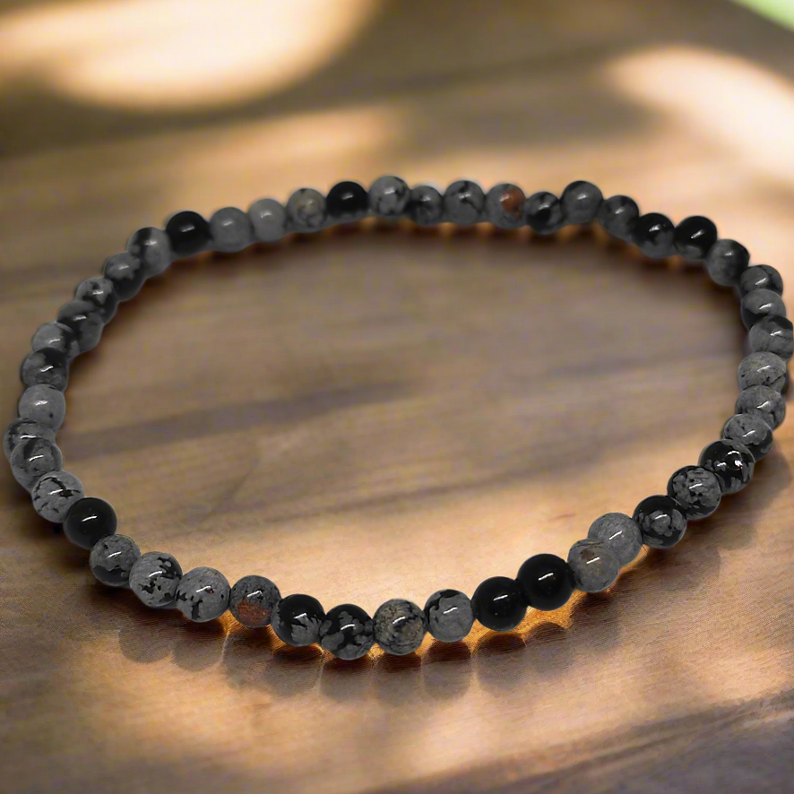 Bracelet Stabilité Obsidienne Flocon de neige