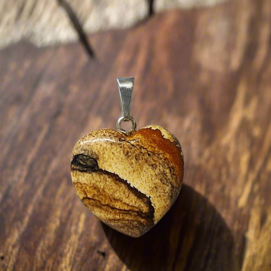 Pendentif cœur Apaisement Jaspe paysage