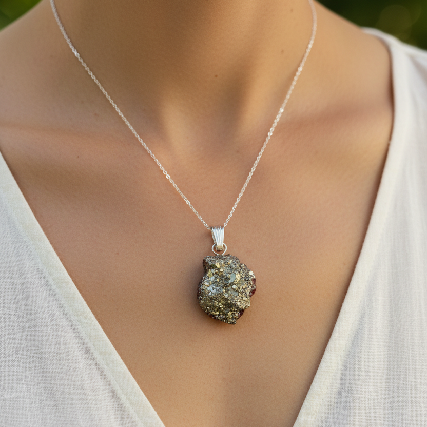 Pendentif Réussite Pyrite brute