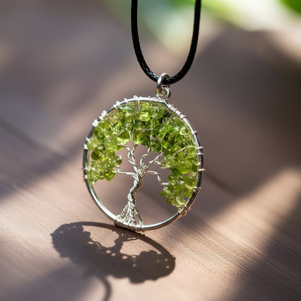 Pendentif Renouveau Arbre de vie Péridot