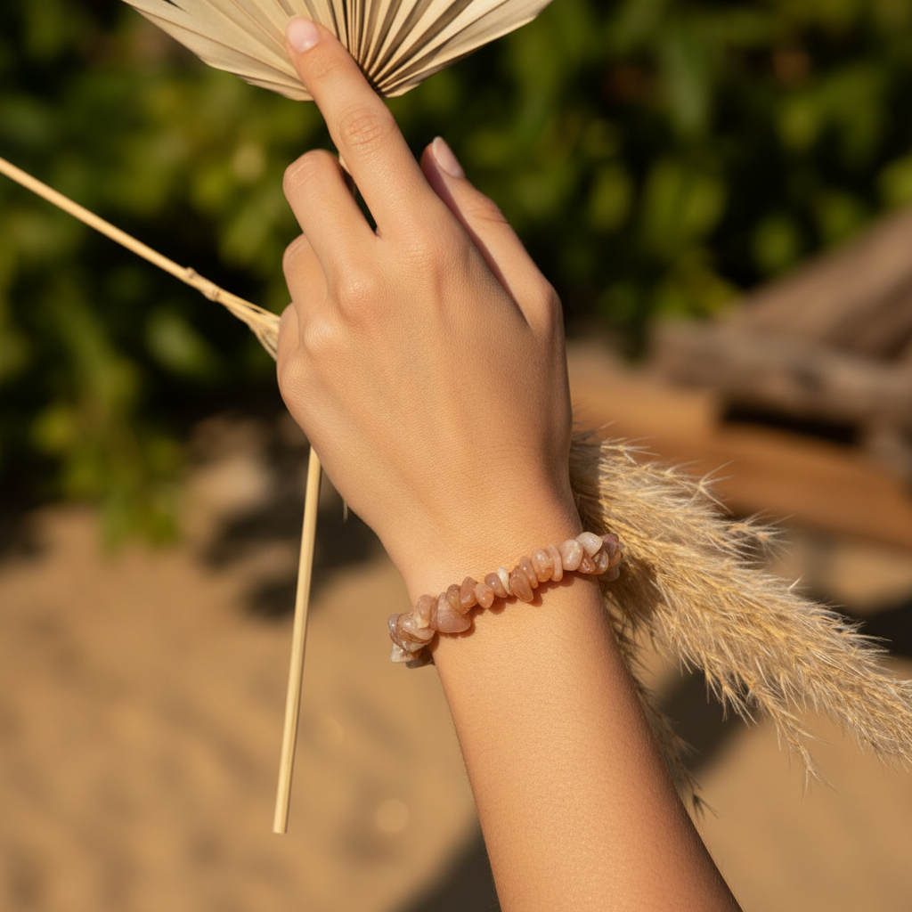 Bracelet baroque Chaleur dorée Pierre de soleil