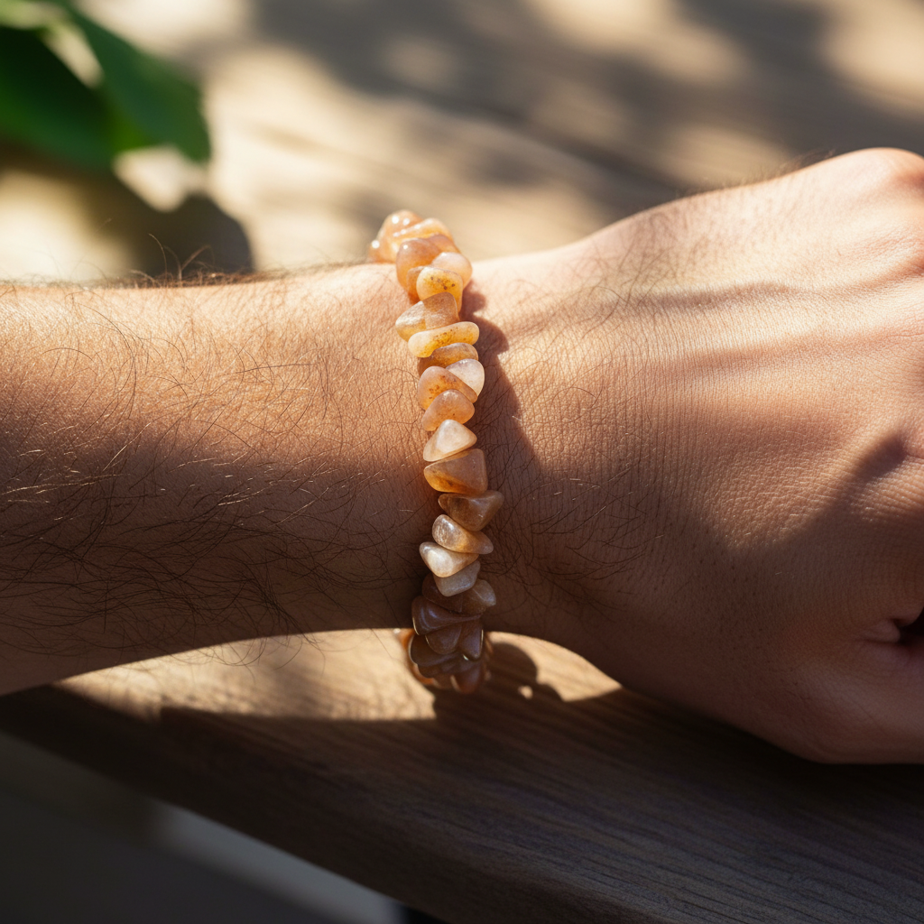 Bracelet baroque Chaleur dorée Pierre de soleil