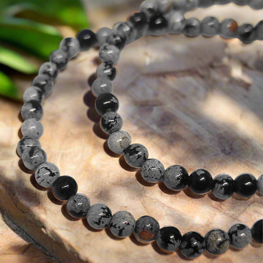 Bracelet Stabilité Obsidienne Flocon de neige