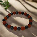 Bracelet Paix intérieure Agate noire & Rudraksha