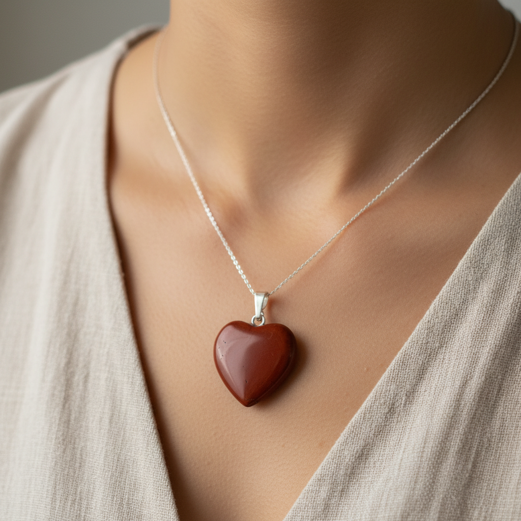 Pendentif cœur Vitalité Jaspe rouge