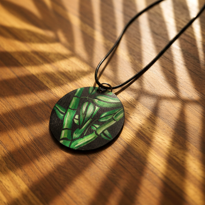 Pendentif en bois peint à la main – Collection Botanique