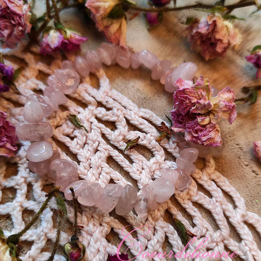 Bracelet baroque "Amour" Quartz rose