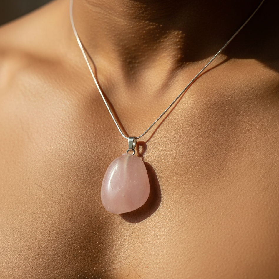 Pendentif Amour Quartz rose