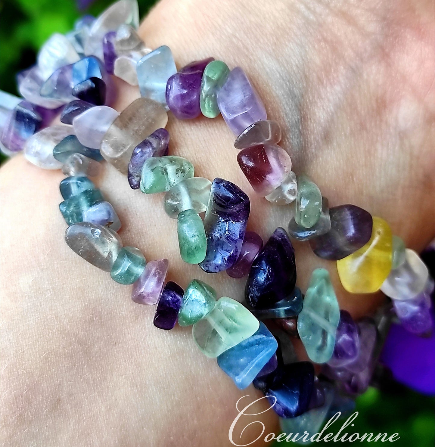 Bracelet baroque "Lucidité" Fluorite arc-en-ciel