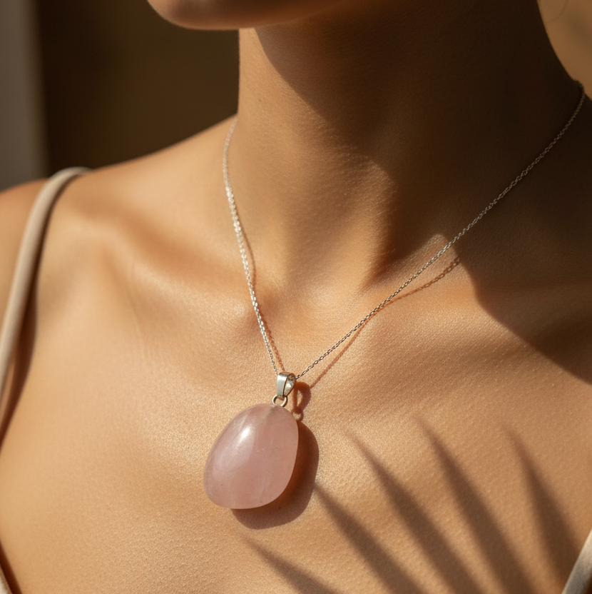 Pendentif Amour Quartz rose