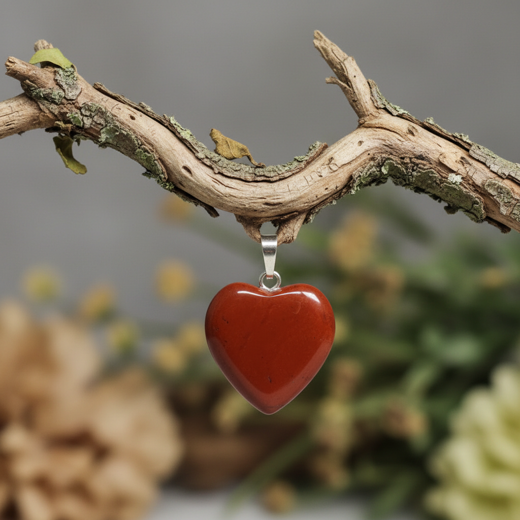 Pendentif cœur Vitalité Jaspe rouge