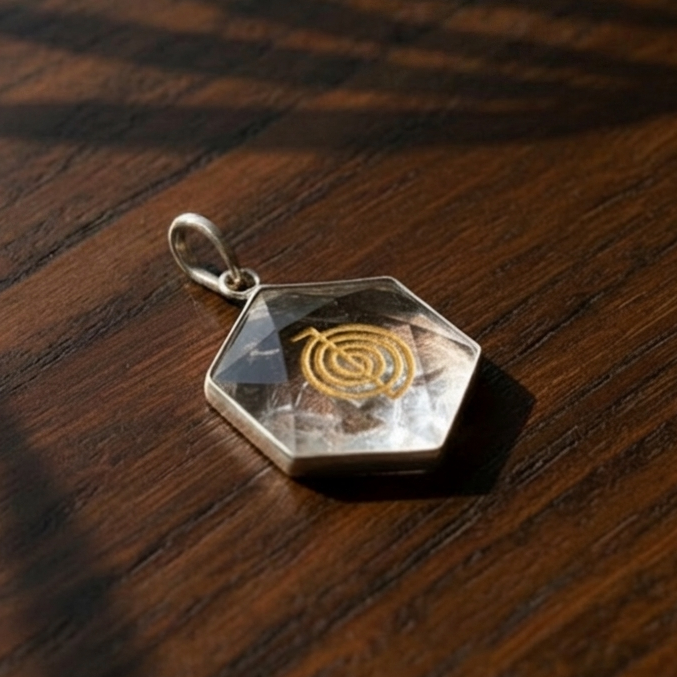 Pendentif Reïki Cho-Ku-Rei Cristal de roche