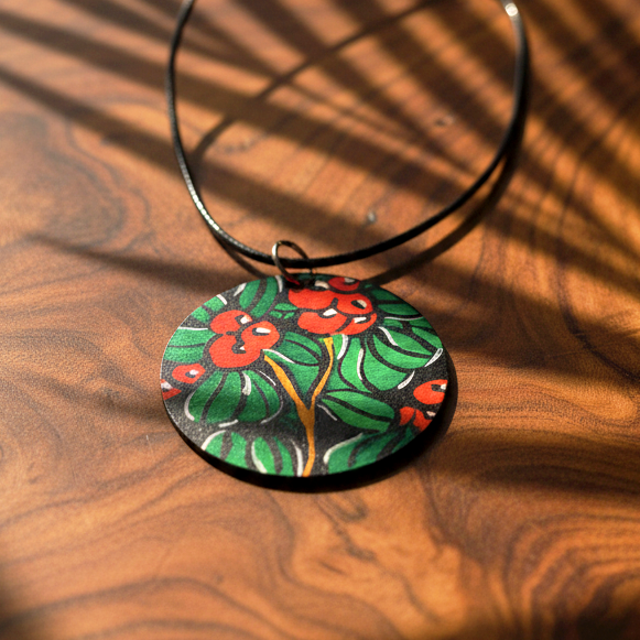 Pendentif en bois peint à la main – Collection Botanique