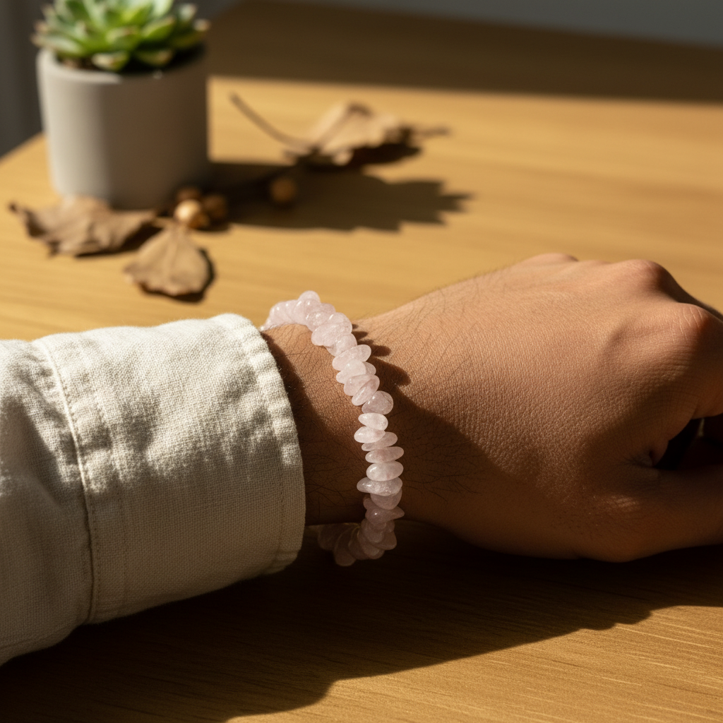 Bracelet baroque Amour Quartz rose