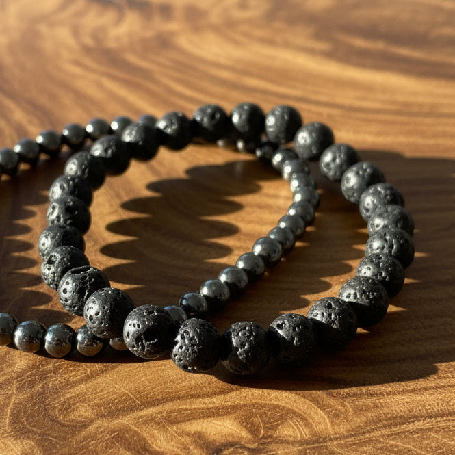 Duo Puissance Indomptable & Energie Pierre de lave et Hématite