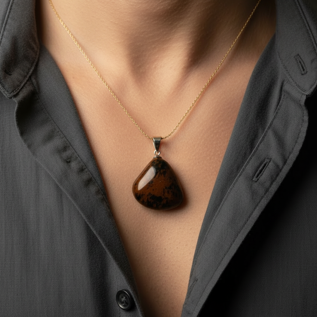 Pendentif Détermination Obsidienne acajou