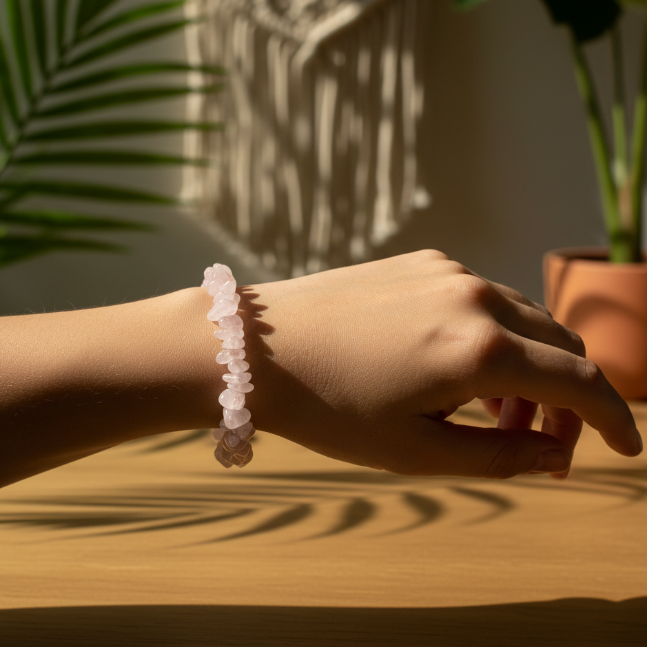 Bracelet baroque Amour Quartz rose